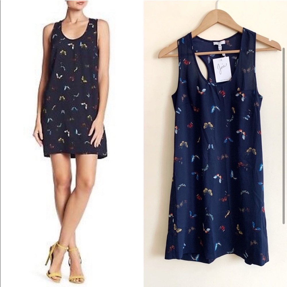 NWT Joie Peri Butterfly Tank Dress Navy Blue Extra Small XS